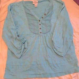 Blue half button up small tee